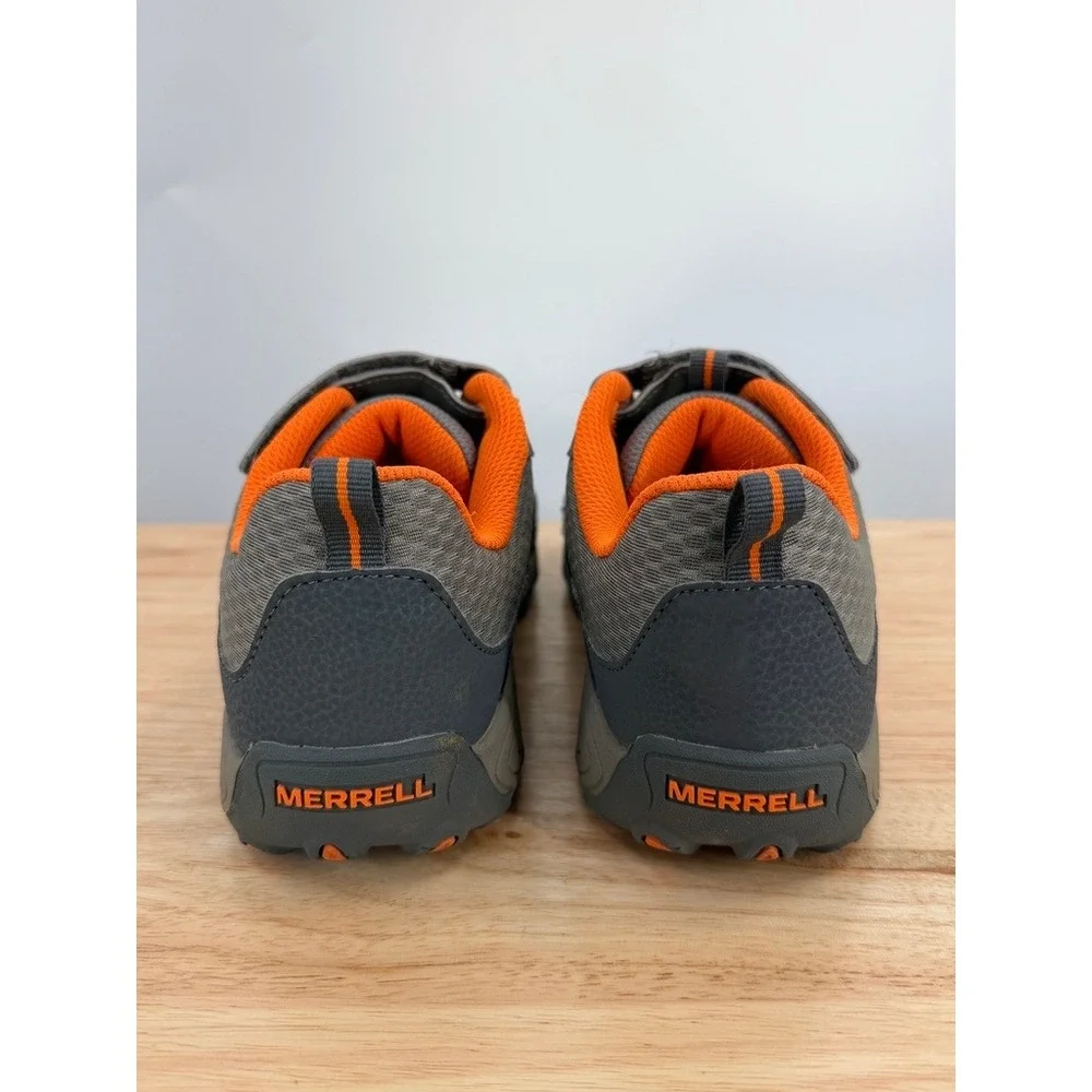 Merrell Kids Trail Chaser Grey Orange Leather Mesh Hiking Trail Shoes MY57109 6W